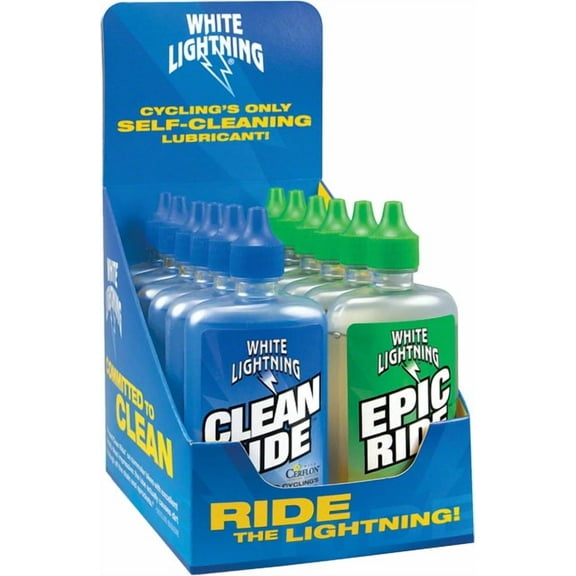 White Lightning Clean Ride & Epic Ride Bike Chain Lube 4 fl oz, Drip, Box of 12