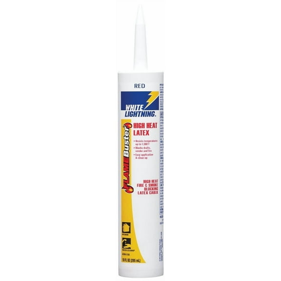 WHITE LIGHTNING FLAME BUSTER W44017010 Adhesive Caulk, Red, 40 to 120 deg F, 10 oz Cartridge