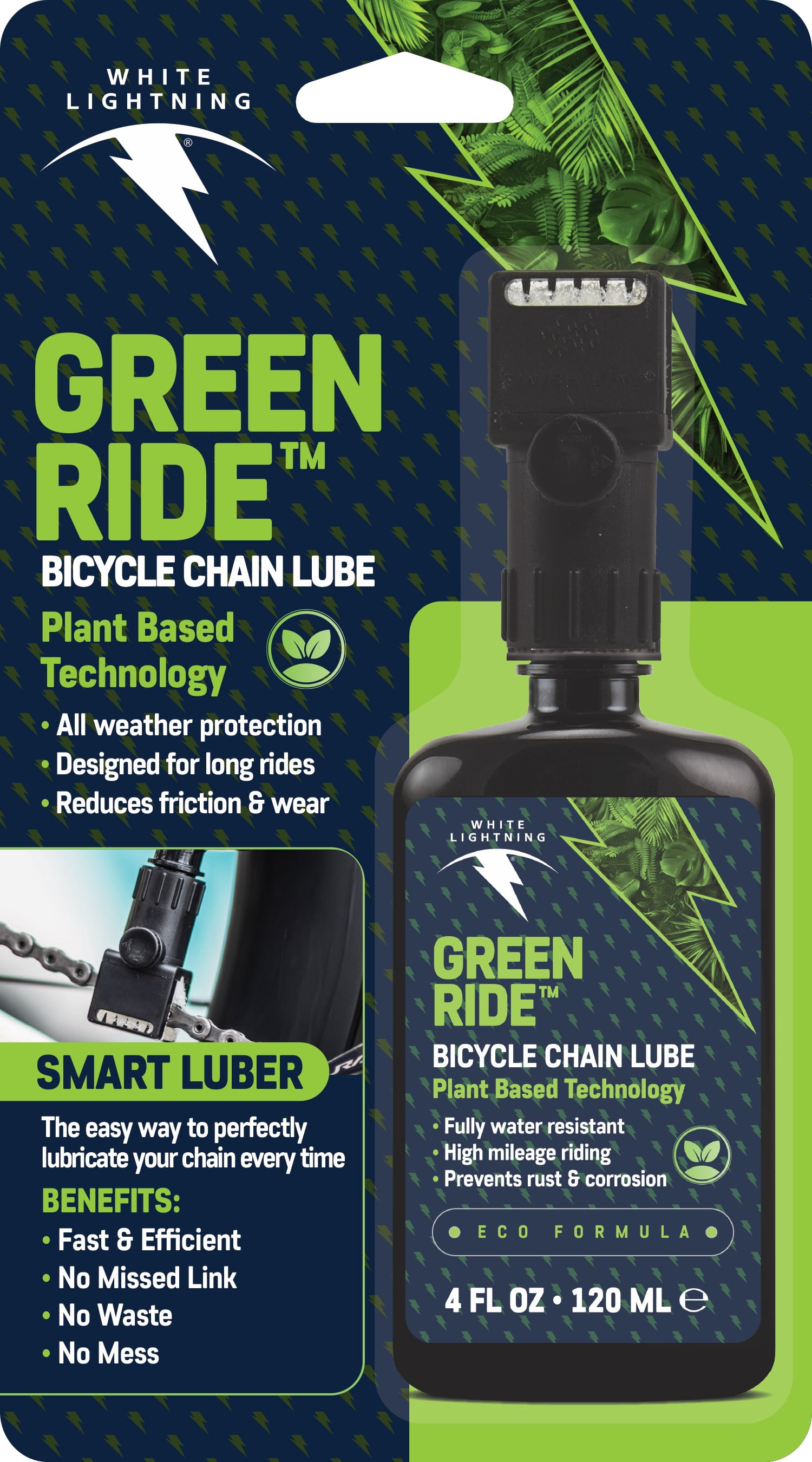 White Lightning Green Ride Bike Chain Lubricant with Smart Luber 4oz - 1 Count