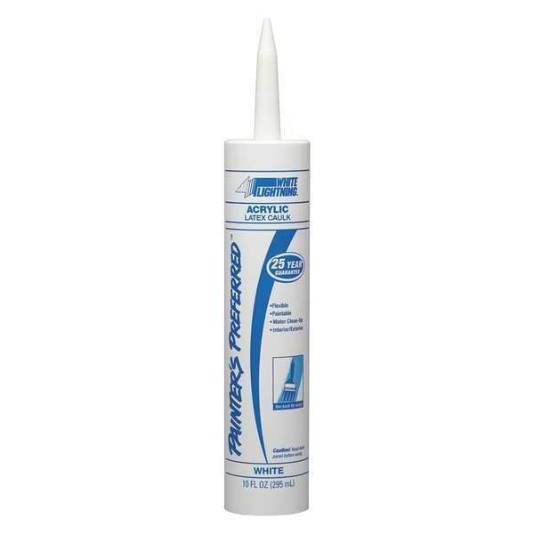 White Lightning Tub & Tile Caulk - 10oz Siliconized Acrylic Latex Sealant For Bathrooms