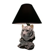 White Lightning Sculptural Tiger Table Lamp w/Black Shade 19 Inch