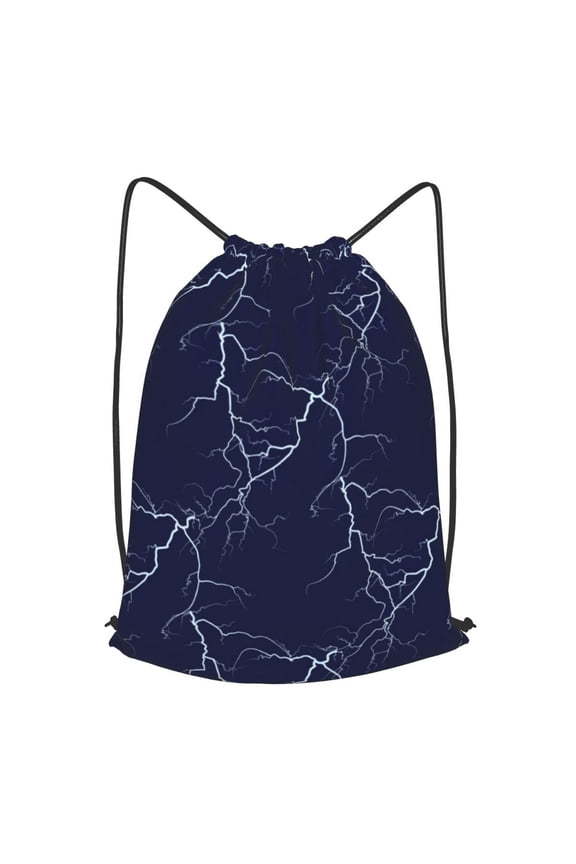 White Lightning Thunder Drawstring Backpack Gym String Bag Sports Sackpack Cinch Sack, Large