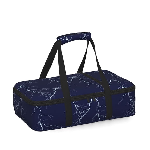 White Lightning Thunder Insulated Casserole Carrier for Hot Cold Food, Bakeware Potluck Thermal Lunch Bag for Lasagna, Parties, Tailgating