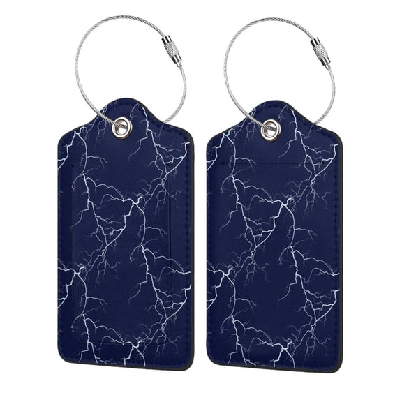 White Lightning Thunder Luggage Tag for Suitcase 2 Pack Leather Travel Bag Baggage Identifiers Privacy Cover ID Label