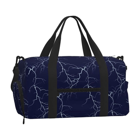 White Lightning Thunder Sports Duffel Bag with Shoe Compartment Travel Crossbody Bag for Gym Yoga Dance