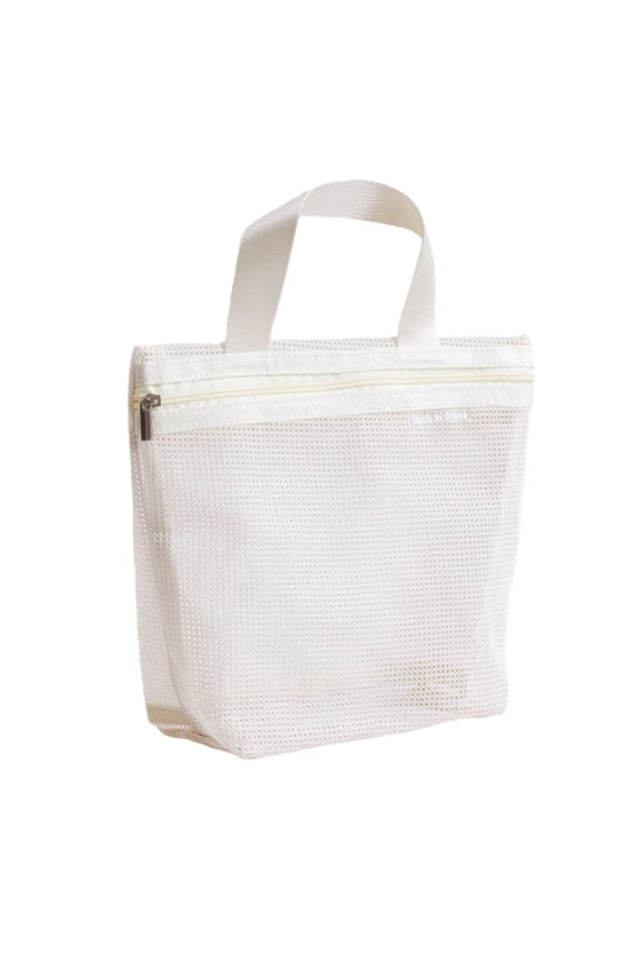 White Lightweight Mesh Beach Bag Water Resistant Foldable Design Multiple Compartments Zipper Closure For Pool Travel Gym Gear Durable Nylon Tote #SVxVm