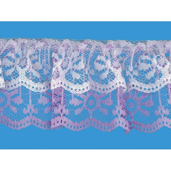 White Lilac 2 Inch Two Tiered Ruffled Lace
