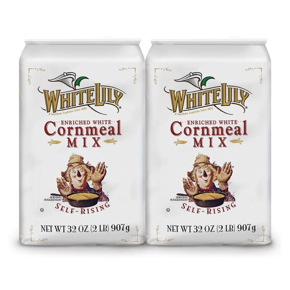 White Lily Enriched Self-Rising White Cornmeal Mix, 32 oz - Palatize Pack of 2