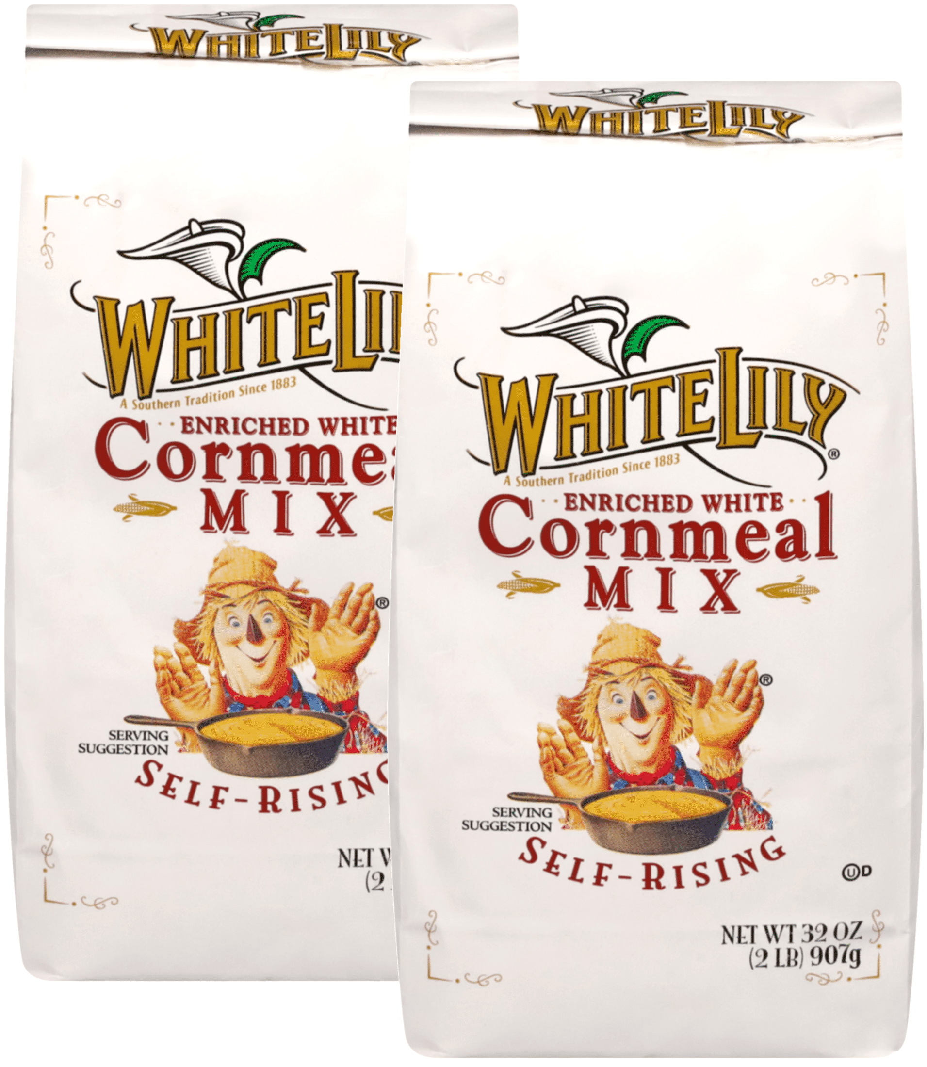 White Lily Enriched White Self Rising Corn Meal, 2 lb Bag, Kosher (Pack of  2)