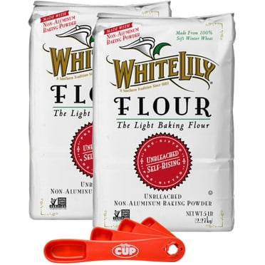 White Lily Non-GMO Aluminum-Free Unbleached Self Rising Flour 5 lb Bag (Pack of 2) By The Cup Swivel Spoons