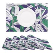 White Lily Pattern Reversible Placemat Non Slip Coffee Mat 18x12 Inch for Dining, Kitchen, Coffee