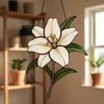 thumbnail image 1 of White Lily Pure White Floral Botanical Acrylic Suncatcher Window Hanging Home Decor Sympathy Mother's Day Gift Graceful, 1 of 5
