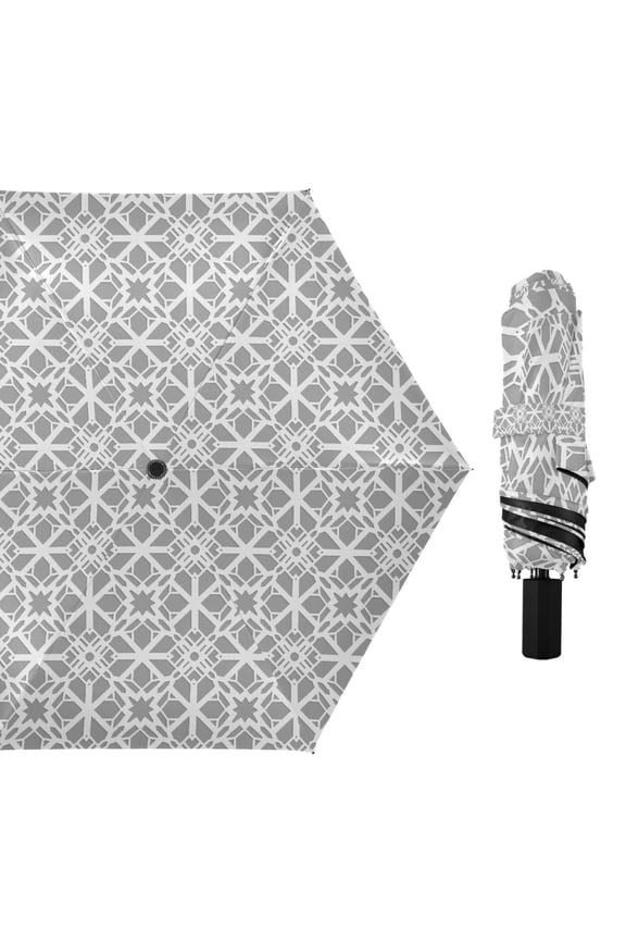 White Line Geometric Compact Sun Umbrella Windproof Travel Umbrellas for Rain Strong Portable UV Protection