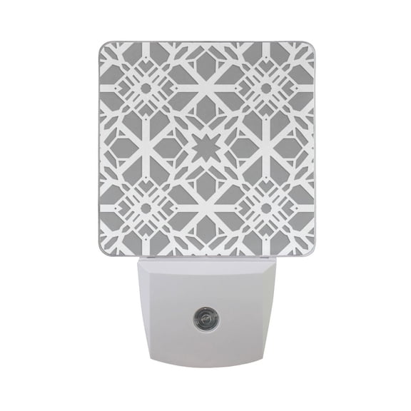 White Line Geometric Night Light 2 Pack LED Nightlight Plug into Wall Dusk to Dawn Sensor Soft White