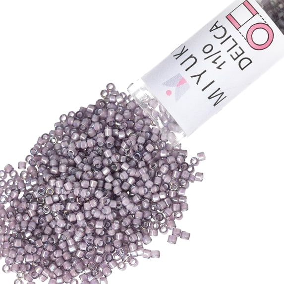 Miyuki Delica Seed Beads – Size 11/0 (1.6 mm), DB1789, White-Lined Amethyst AB, 7.2 g, Approx. 1440 Beads