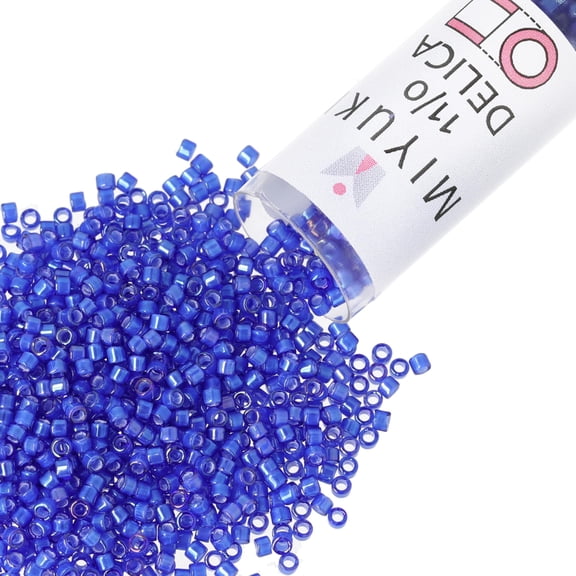 Miyuki Delica Seed Beads – Size 11/0 (1.6 mm), DB1785, White-Lined Cobalt AB, 7.2 g, Approx. 1440 Beads