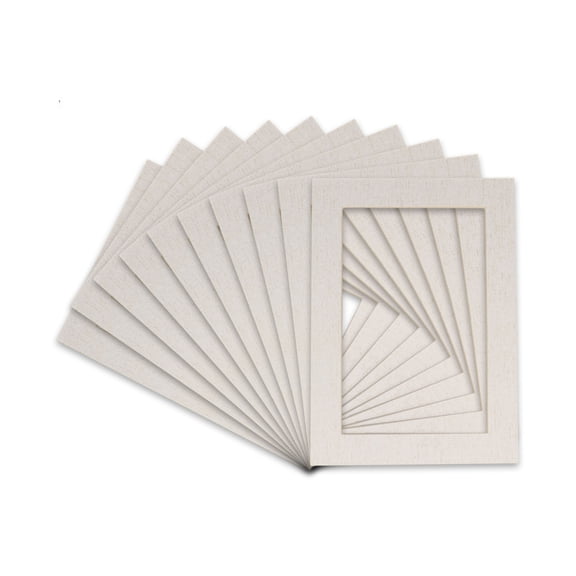 White Linen Acid Free 12x16 Picture Frame Mats with White Core Bevel Cut for 8x10 Pictures - Fits
