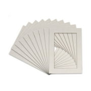 White Linen Acid Free 8x10 Picture Frame Mats with White Core Bevel Cut for 6x8 Pictures - Fits