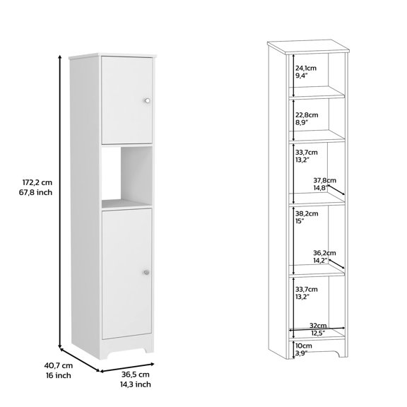 White Linen Cabinet | Ideal for Bathroom or Bedroom with Decor Shelf | Particle Board Build | Overcomes Clutter Issues