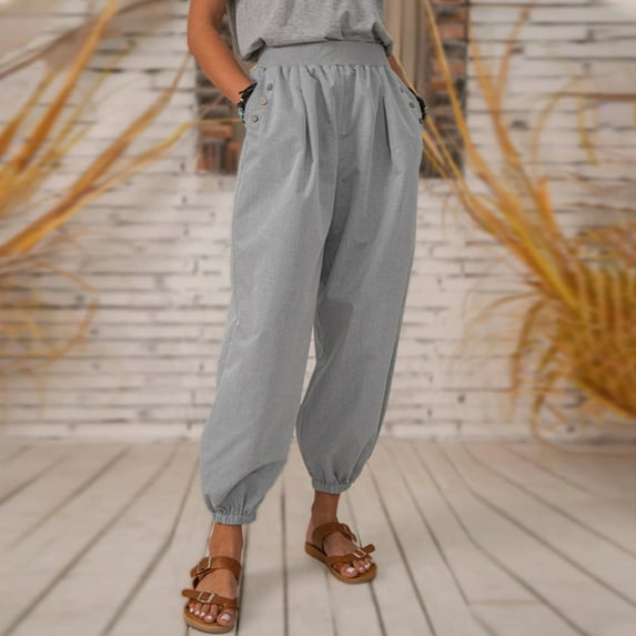 White Linen Pants For Women Tightness Trousers Pocket Casual Plus Size Pants Stretchy Pants for Women Baggy Cargo Pants for Women 20w Womens Pants Pull on Dress Pants for Women plus Size Pants Women