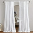 thumbnail image 1 of White Linen Sheer Curtains 90" Length, Rod Pocket & Back Tab Window Treatments Semi Sheer Curtain Drapes Privacy with Light Through for Living Room/Bedroom, 104 inch Length Total 2 Panels, 1 of 7