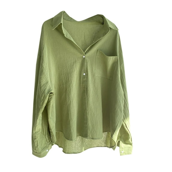 White Linen Shirt Women Tank Sweatshirt for Women 2024 Casual Long Sleeve Turndown Collar Button Sweatshirt