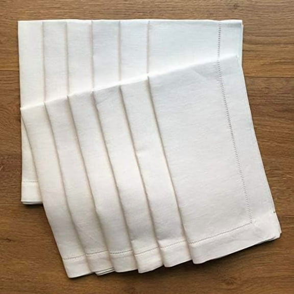 White Linen  Stitch Dinner Napkins - Set of 12 20"x20"-Ladder  Stitch 100% Linen Cloth Napkins-Super Value Bulk 12 Pack$$Home Decor, Kitchen, & Other