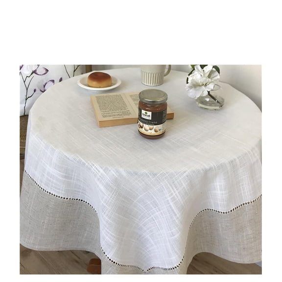 White Linen Table Cloth with Soft Tablecloth for Kitchen Dining Tabletop for Buffet Banquet Parties Event Dinner Rectangle