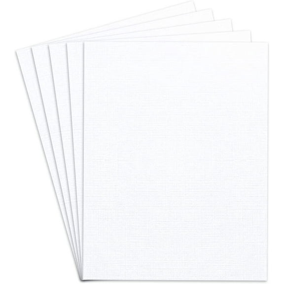 White Linen Textured Specialty Cardstock | Blank Thick 8 1/2 X 11 Inches Heavyweight Card Stock | for Printing Party Invitations, Wedding Announcements, Greeting Thank You Cards | 50 Sheets