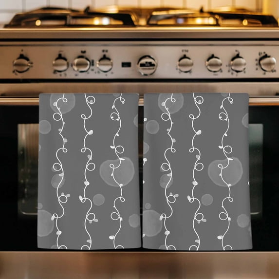 White Lines Kitchen Towels Set of 1, Vintage Abstarct Minimalist Art Gray Absorbent Dish Towels for Kitchen, Microfiber Hand Towel, Quick Drying Tea Towel for Cleaning Decorative Dishcloths