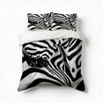 thumbnail image 1 of White Lines Zebra Pattern Bedding Set 3 Pcs Soft Microfiber Quilt Cover For Bedroom Decor, Comforter Cover With 2 Pillowcase, 1 of 5