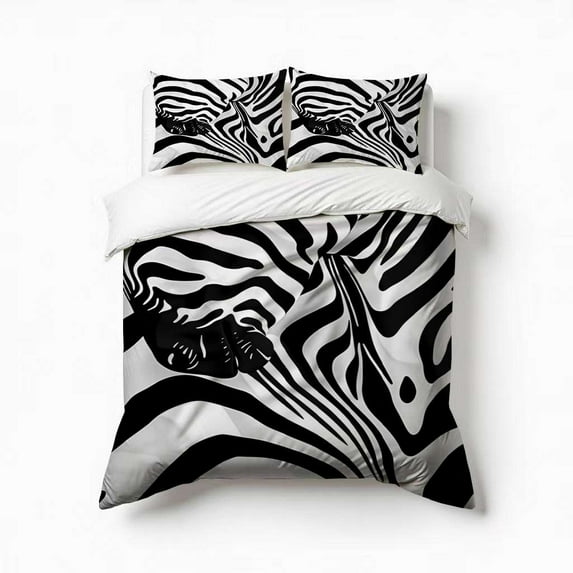 White Lines Zebra Pattern Bedding Set 3 Pcs Soft Microfiber Quilt Cover For Bedroom Decor, Comforter Cover With 2 Pillowcase