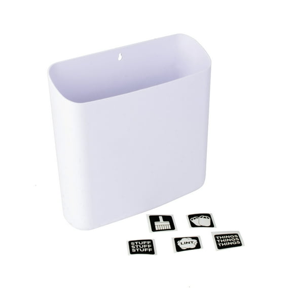 White Lint Bin with Magnetic Back for Laundry Room Large