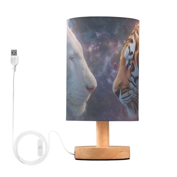 White Lion Animal in Universe Table Lamp with USB Port LED Warm Light Lamp Night Light Home Decor
