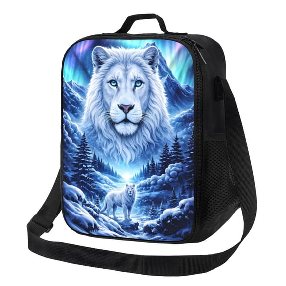 White Lion Lunch Bag Insulated Thermal Box with Shoulder Strap & Handle for Work and Picnic