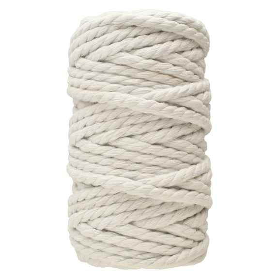 White Lion Macramé Cord – Cotton Rich Macrame Rope, 6 mm, 50 Feet, White Color, Yarn for Wall Decor, Crochet, Gift Wrapping, Wall Hanging, Plant Hangers, Handmade Crafts, Knitting