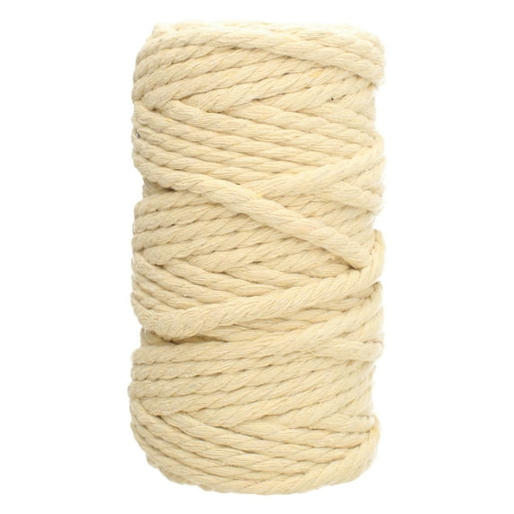 White Lion Macramé Cord – Cotton Rich Macrame Rope, 4 mm, 75 Feet, Beige Color, Yarn for Wall Decor, Crochet, Gift Wrapping, Wall Hanging, Plant Hangers, Handmade Crafts, Knitting