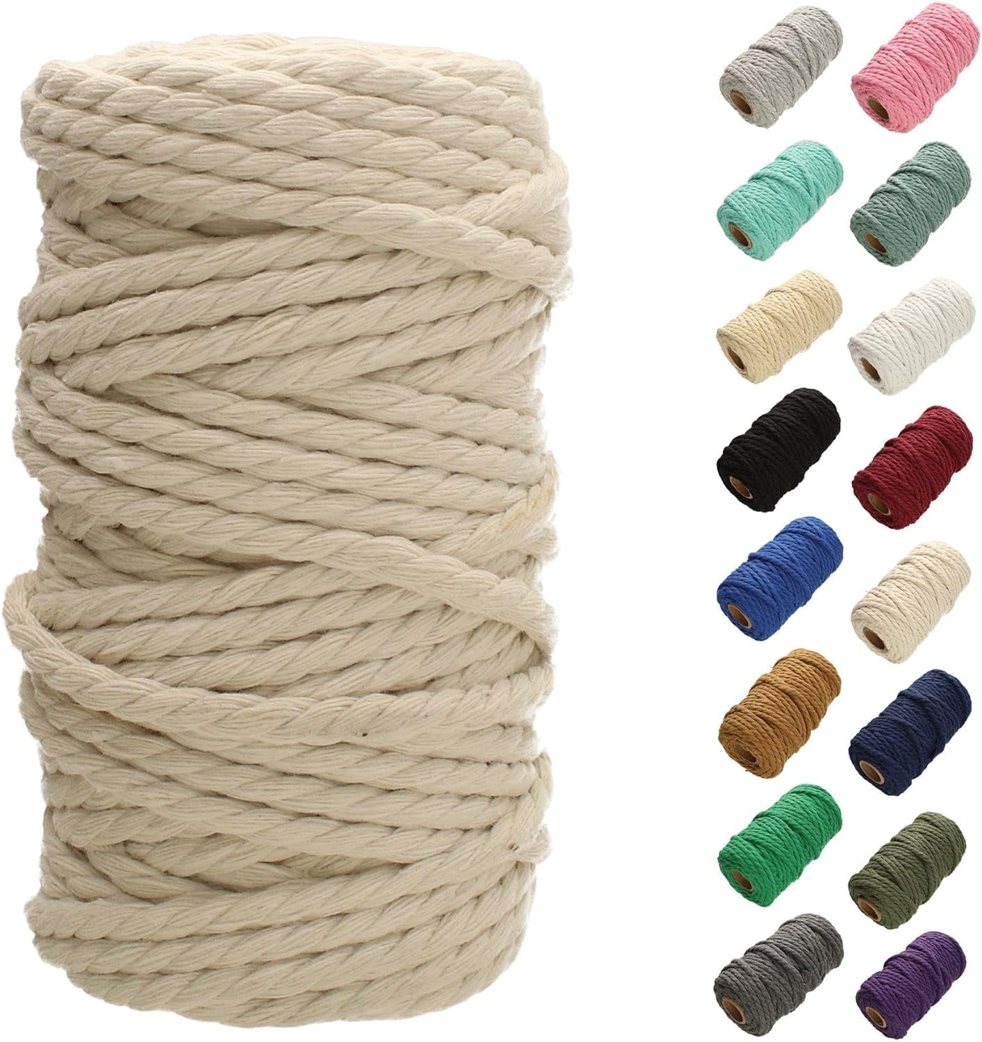 White Lion Macrame Cord – 80% Cotton & 20% Polyester – 4mm, 75