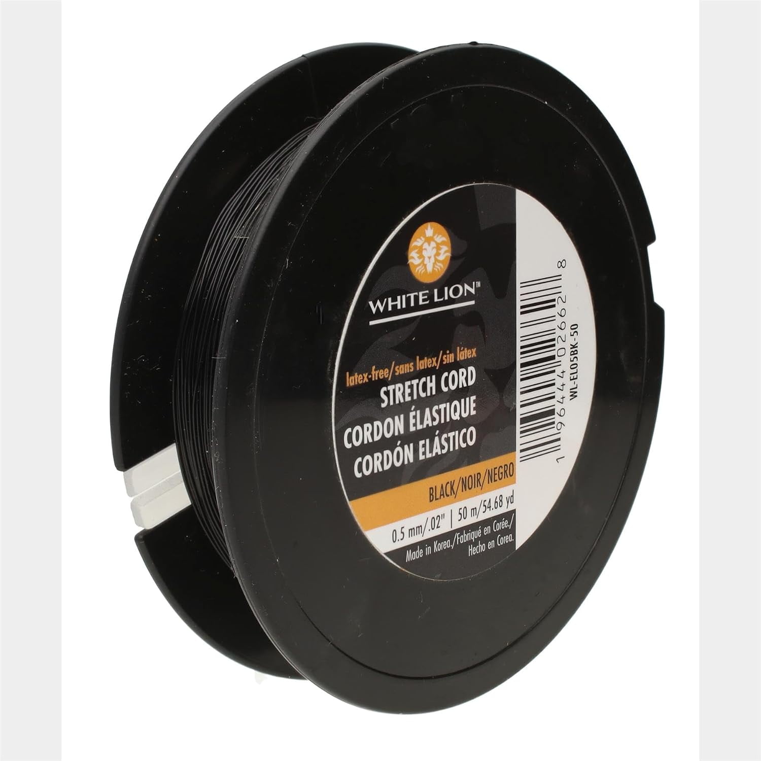 White Lion Stretch Cord For Jewelry Making - .3mm Black, 50 Meter (164 Ft) Spool, Super Strong