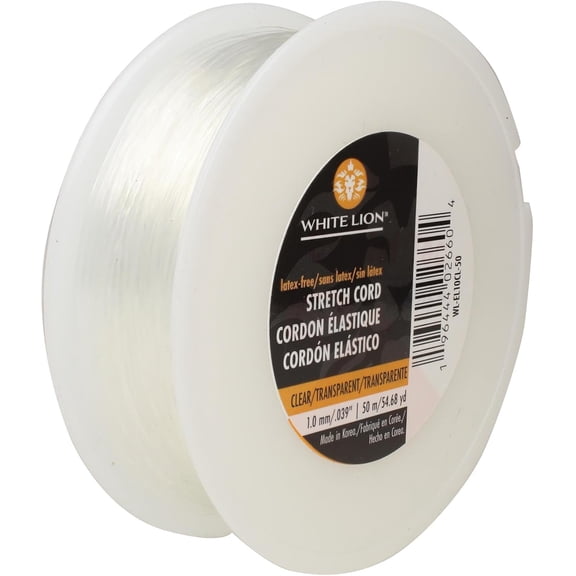 White Lion Stretch Cord – Very Strong, Consistency in Cord, Keeps Form, Perfect for Beading and Jewelry Making – Clear Color – 1mm Diameter – 50 Meter (164 Foot) Spool