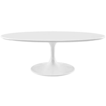 White Lippa 48" Oval-Shaped Wood Top Coffee Table