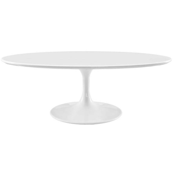Modway Lippa 48" Oval-Shaped Wood Top Coffee Table in White