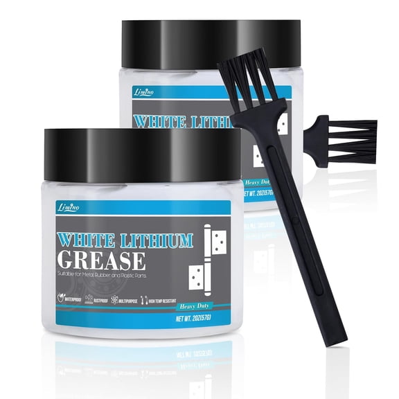 White Lithium Grease - 4oz Multi-Purpose Lubricant for Metal-to-Metal Joint, High Temp Automotive with Brush, Ideal Brake Machinery, Bearing, Gears, Hinge, Sliding Track