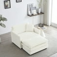 thumbnail image 1 of White Living Room Chair - Chenille Upholstery, High Sponge Padding, Solid Wood Frame Armchair With Ideal For And Bedroom In White, Built, 1 of 5