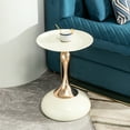 thumbnail image 1 of White Living Room Side Table - Compact Space Decoration Metal With Golden Sparkle Easy Assembly Article Small Gleam Quick Furniture, 1 of 6