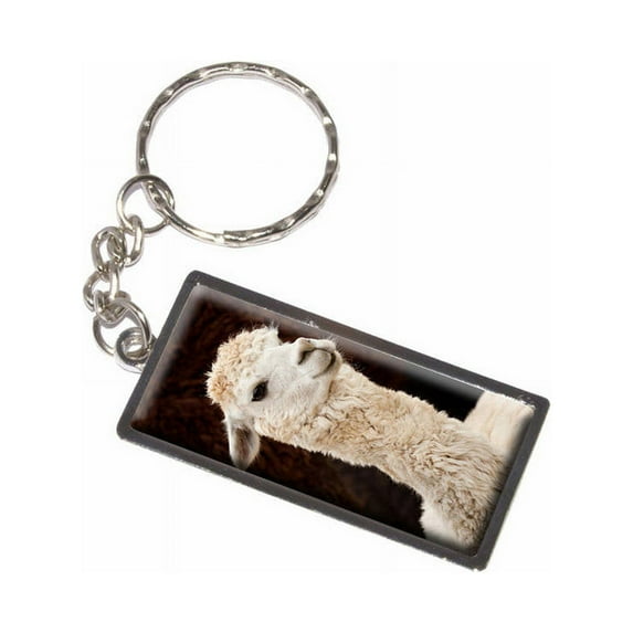 White Llama Keychain Key Chain Ring