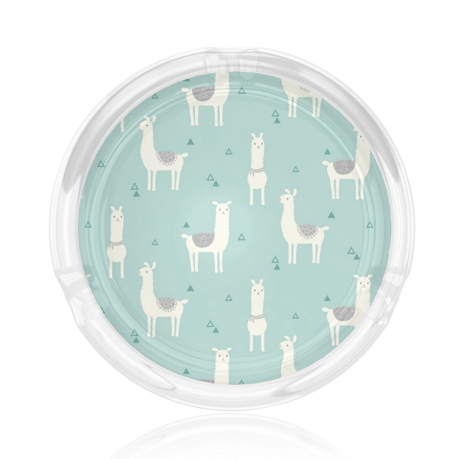 White Llama Pattern Round Glass Ashtray 3d Printing For Indoor And