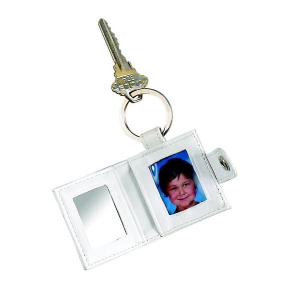 White Locket Keyring w Frame   Mirror - 1.250x1