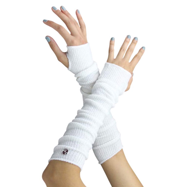 White Long Arm Warmers With Thumb Hole - Walmart.com