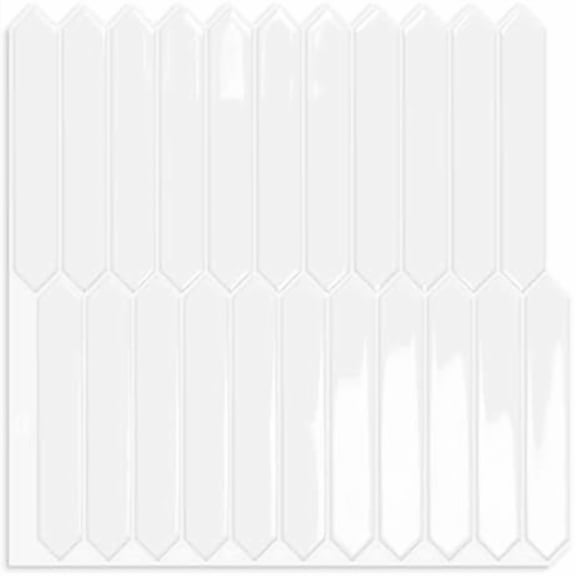 White Long Hexagon Tile Peel and Stick Backsplash, 10 Sheets Self-Adhesive Wall Tiles Stick on Back Splash for Kitchen, Bathroom, Fireplace,RV(12"×12")